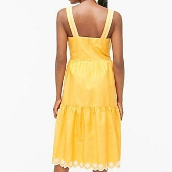 J. Crew Factory NWT embroidered scalloped yellow dress woman's size 6 - Picture 2 of 13